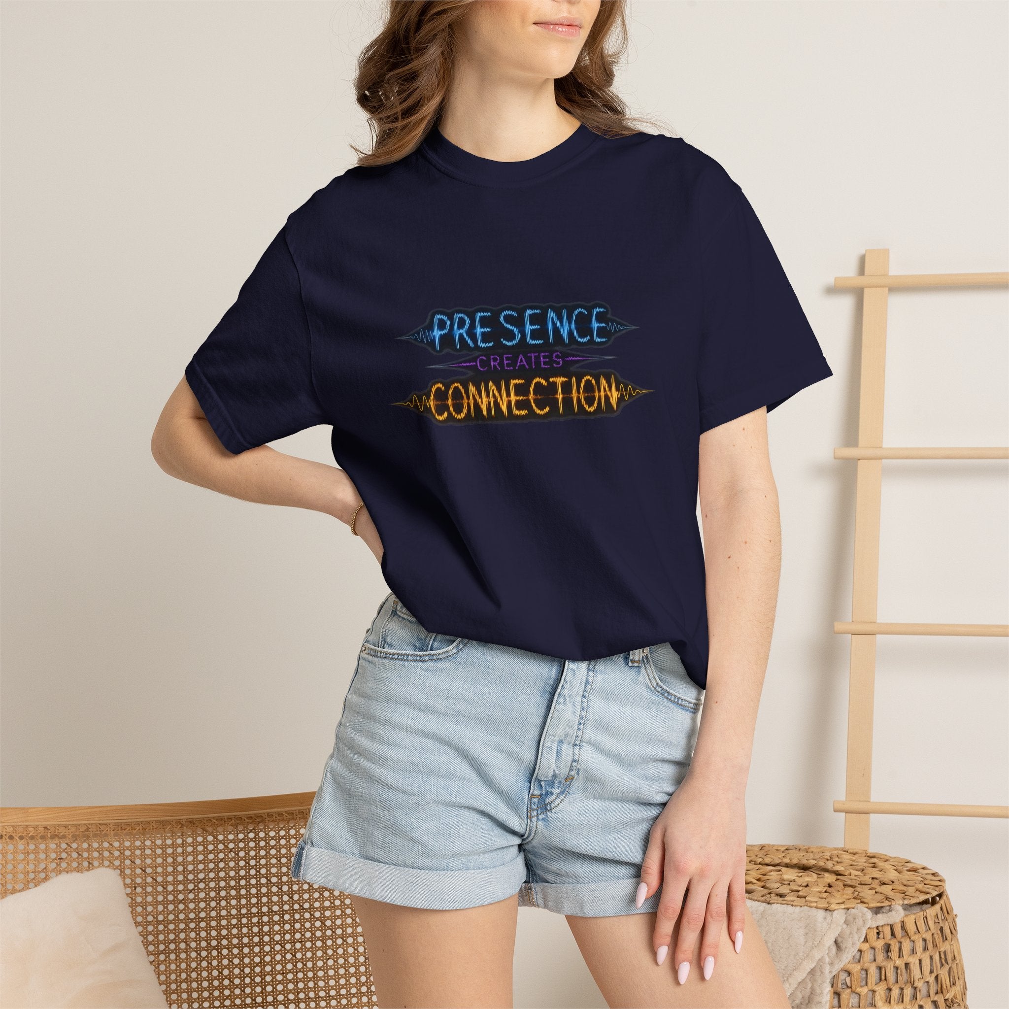 T-Shirt — "Presence Creates Connection" / "Find the Frequency" Graphic Tee