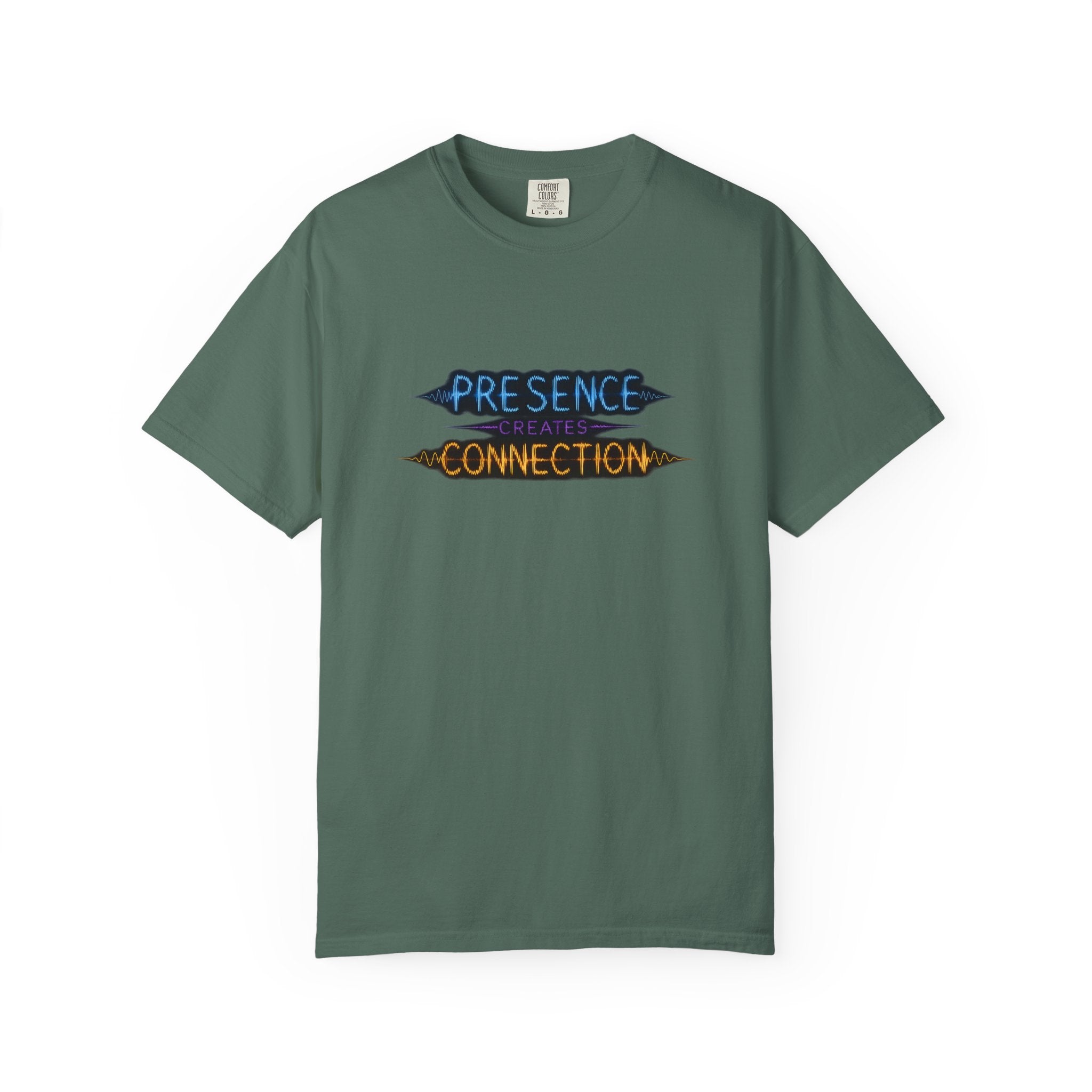 T-Shirt — "Presence Creates Connection" / "Find the Frequency" Graphic Tee
