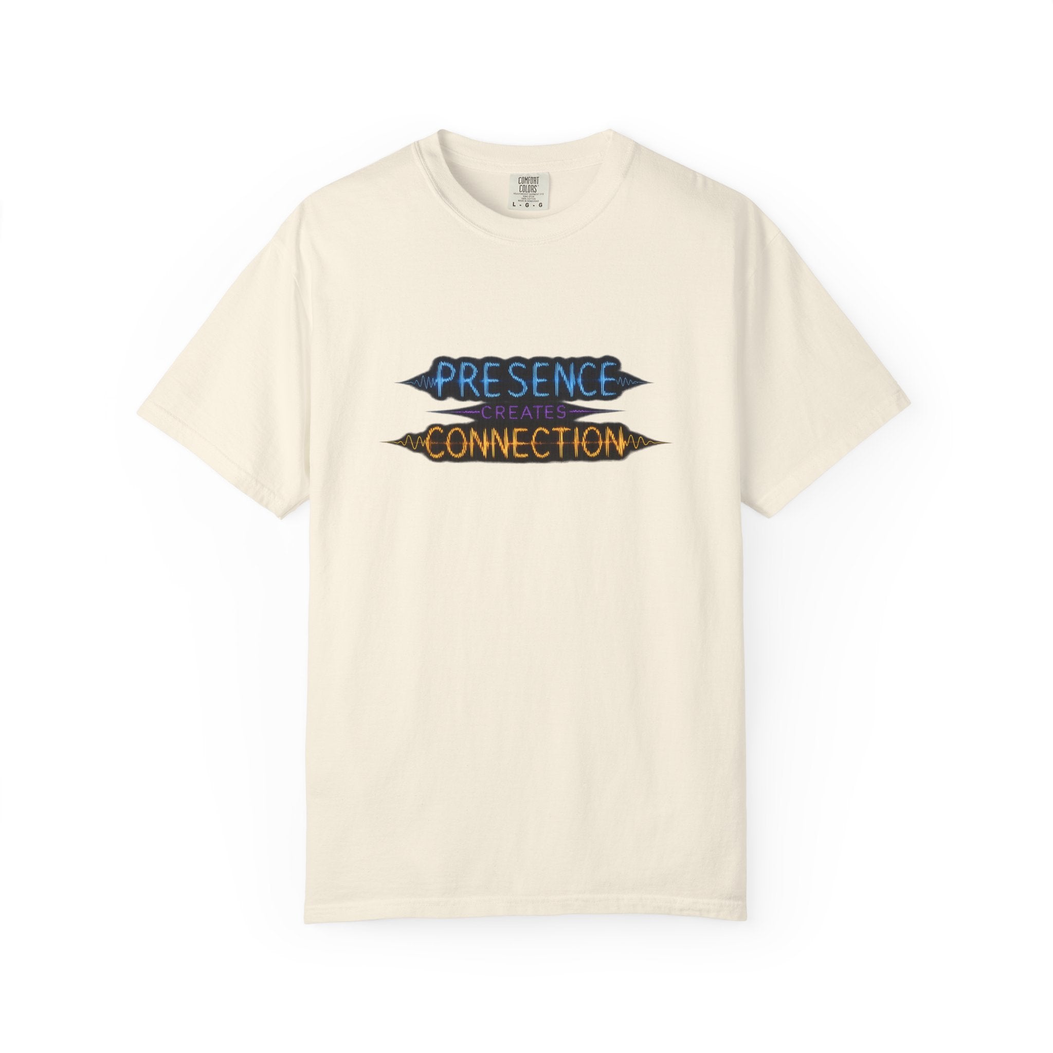 T-Shirt — "Presence Creates Connection" / "Find the Frequency" Graphic Tee