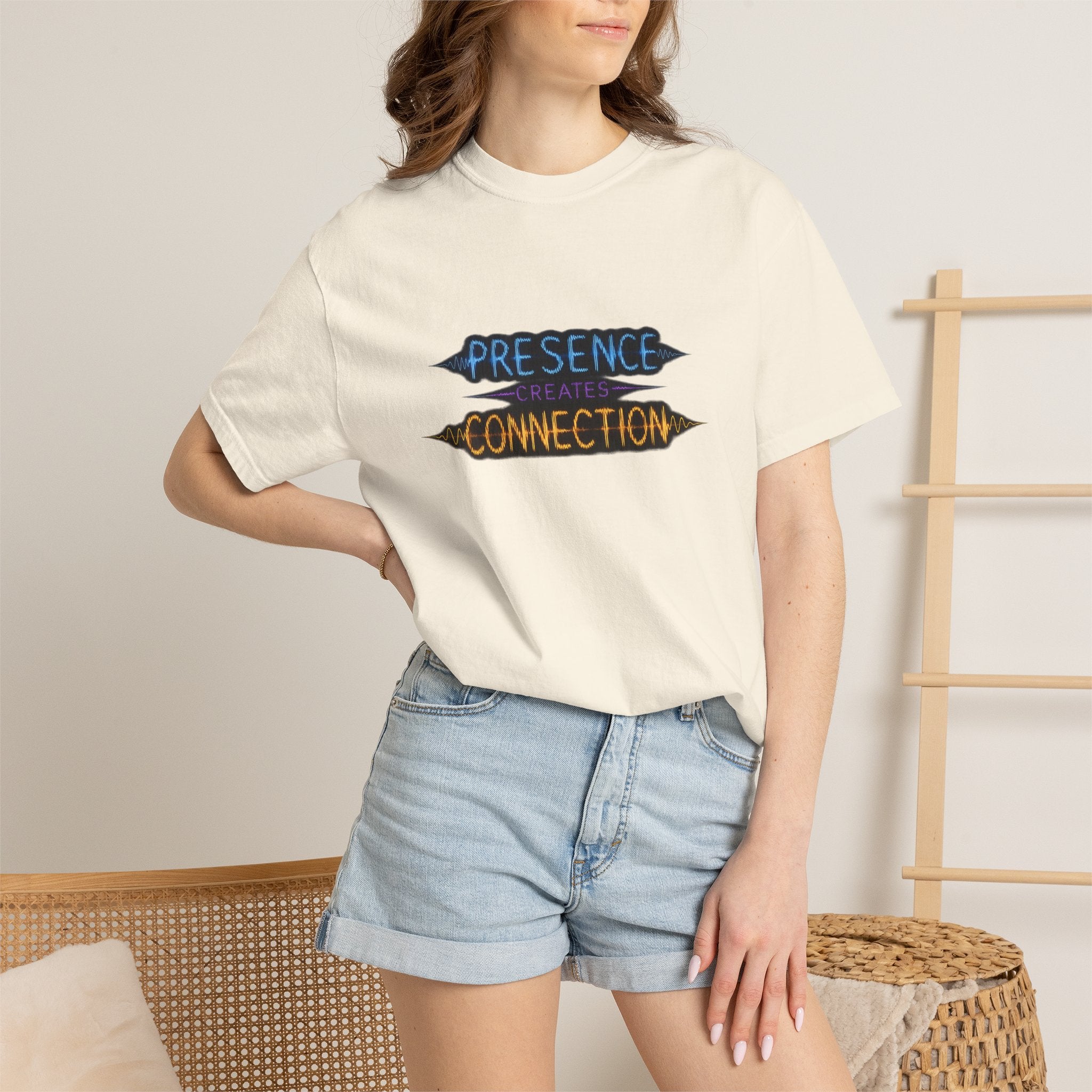 T-Shirt — "Presence Creates Connection" / "Find the Frequency" Graphic Tee